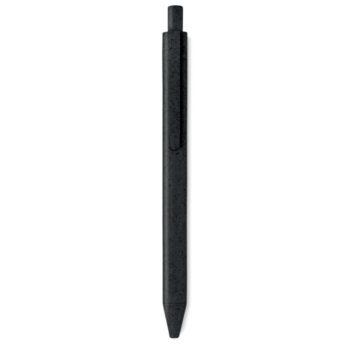 Stylo bille poussoir en paille de blé 50% et ABS 50% (encre bleue).-Noir-8719941040861
