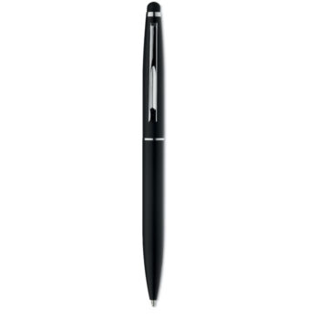 Stylo bille twist en aluminium avec finition mate et embout sensible. Encre bleue.-Noir-8719941020719