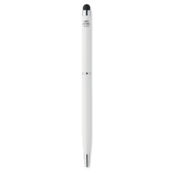 Stylo à  bille twist en aluminium avec revêtement antibactérien et clip chromé brillant. ISO 22196. Encre bleue.-Blanc-8719941050549-1