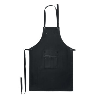 Ensemble d'outils de barbecue en acier inoxydable avec tablier en toile enduite. Comprend une spatule avec un manche en bois