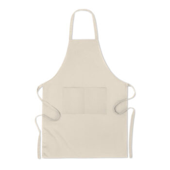 Tablier de cuisine avec 2 poches avant en coton organique 200 gr/m². Produit sous une norme certifiée pour l'utilisation de substances nocives dans le textile.-Beige-8719941053700