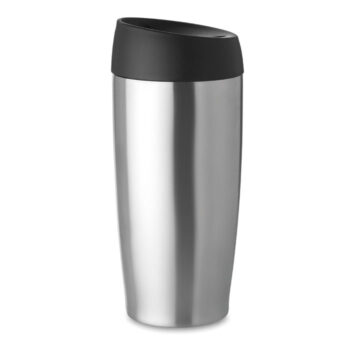 Mug à  double paroi en acier inoxydable. Anti fuite et avec fermeture sécurisée. Contenance 350ml. Anti fuite.-Argent mat-8719941003415-1