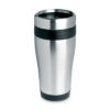 Tasse à  double paroi en acier inoxydable avec couvercle. Intérieur en PP. Contenance 455 ml.-Noir-8719941005396