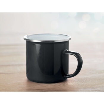 Mug vintage en métal avec couche d'émail. Contenance 350 ml.-Noir-8719941044081-4