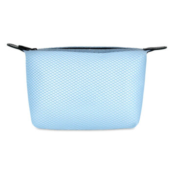 Trousse de toilette en maille EVA transparente avec fermeture à  glissière noire.-Transparent Bleu-8719941046146