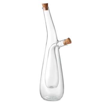 Bouteille d'huile et de vinaigre en verre borosilicate avec bouchon en liège. Capacité extérieure : 300 ml. Capacité intérieure : 80 ml. huile et vinaigre non fournis.-Transparent-8719941055360