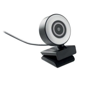 Webcam HD 1080P en ABS avec microphone intégré et lumière annulaire réglable.-Noir-8719941055421-2