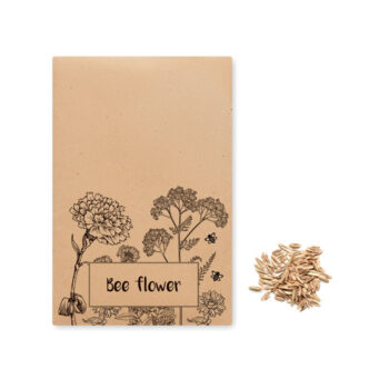 Graines mélangées de mille-fleurs d'abeilles dans une enveloppe kraft. Fabriqué dans l'UE.-Beige-8719941056886